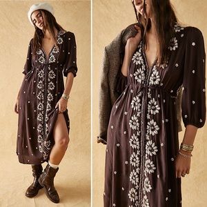 Free People Embroidered Fable Midi Dress